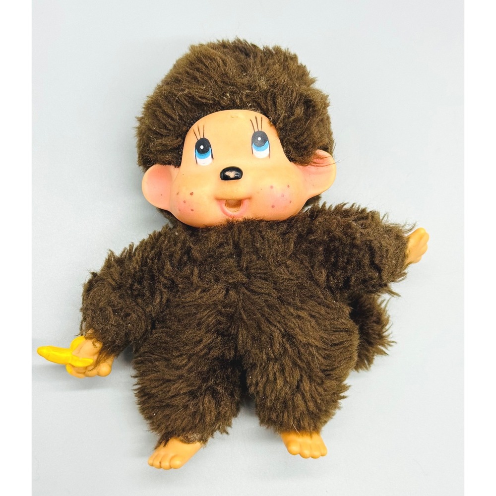 Monchhichi Monkey Banana Sucking Thumb Plush 6 Inch Vintage Stuffed Animal
